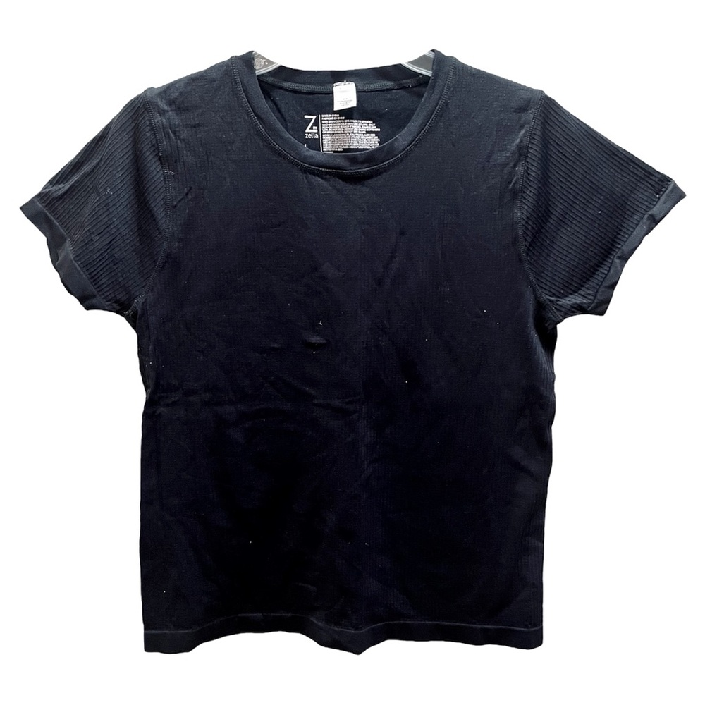 Z by Zella Black Short Sleeve Cropped Athletic T-Shirt Large